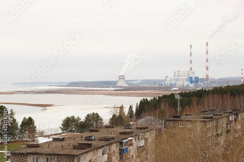 cityscape with a plant. Russia. Perm region. 2019
