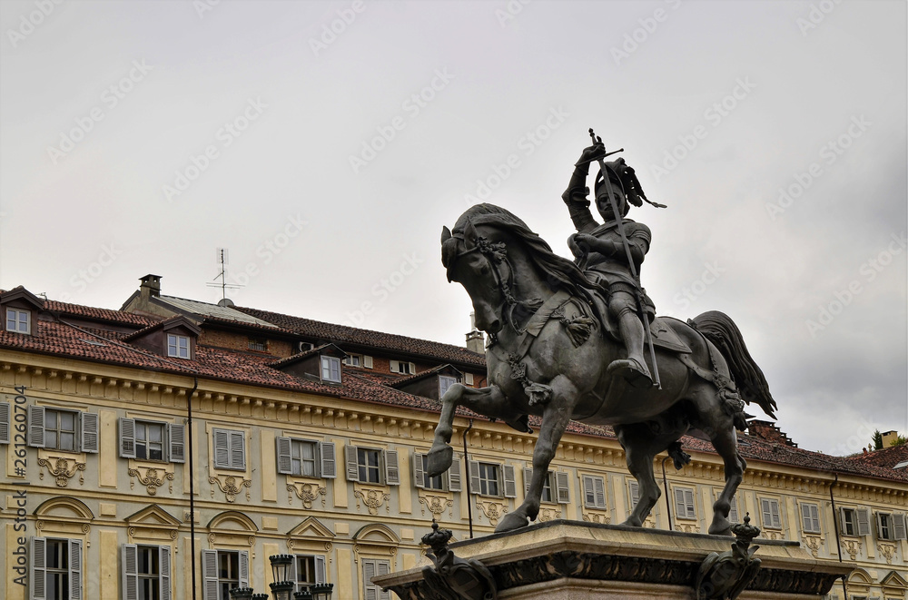 Fototapeta premium The equestrian statue of Emanuele Filiberto of Savoy