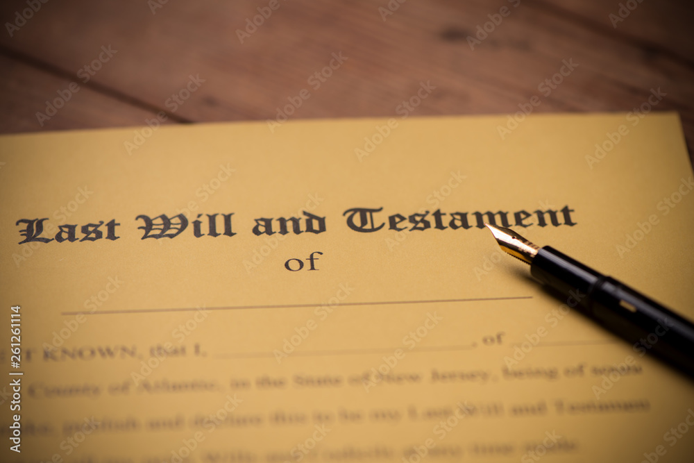 Last will and testament form with gavel. Decision, financial Last will and testament form with gavel. Decision, financial