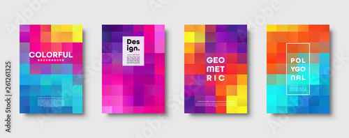 Polygonal abstract background with squares. Colorful gradient design. Low poly geometric rectangle shape modern banner. Vector illustration.