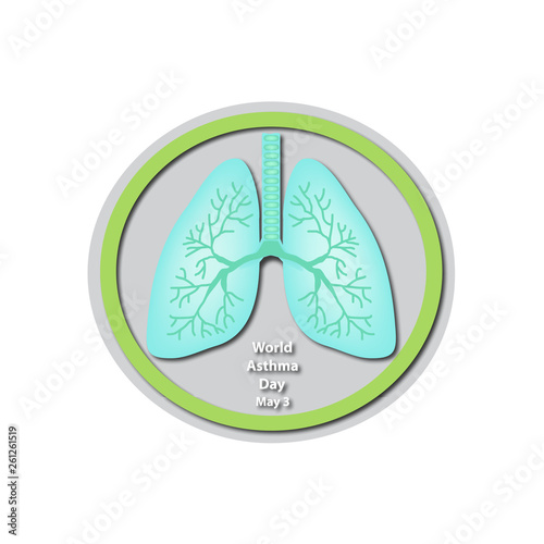 World Asthma Day - May 3. Lungs. Baner. Infographics. Vector illustration on isolated background