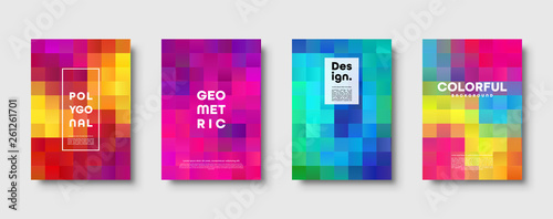 Polygonal abstract background with squares. Colorful gradient design. Low poly geometric rectangle shape modern banner. Vector illustration.