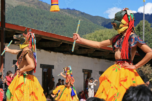 Dancer at a religious festival in Gangtey (Bhutan) photo