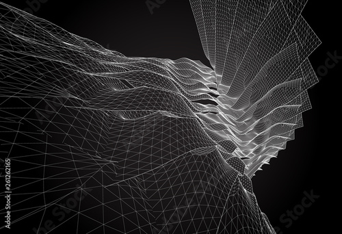 Abstract Wireframe Surface. Vector Background 