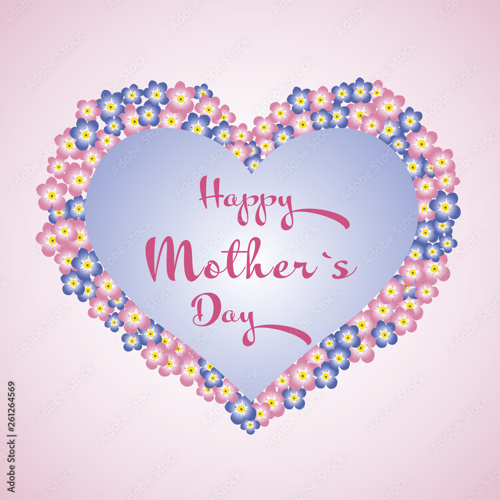 Blumenherz mit Herz und Text - Happy Mother`s Day