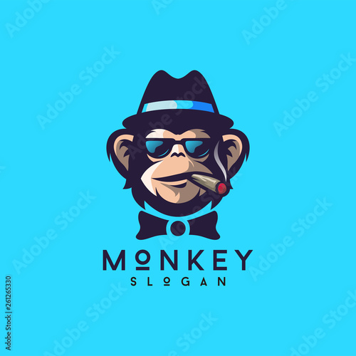 cool monkey logo design vector illustrator