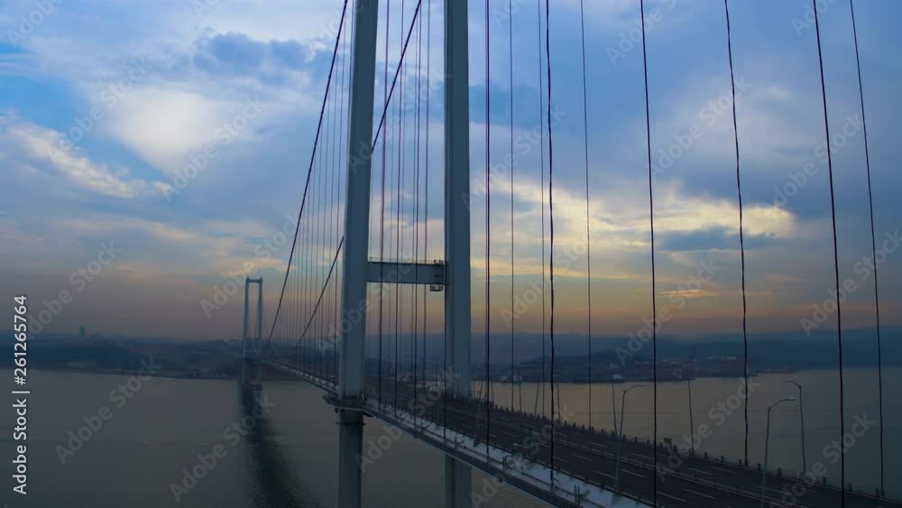 Osman Gazi Bridge From Sky. Suspension Bridge, Drawbridge. Osman Gazi Bridge From Sky. Suspension Bridge, Drawbridge.