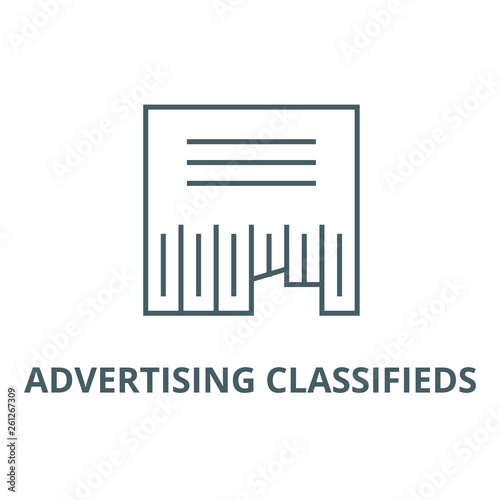 Advertising classifieds line icon, vector. Advertising classifieds outline sign, concept symbol, illustration