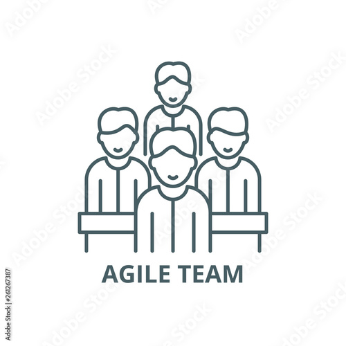 Agile team line icon, vector. Agile team outline sign, concept symbol, illustration