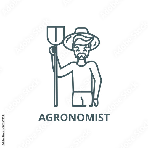 Agronomist line icon, vector. Agronomist outline sign, concept symbol, illustration