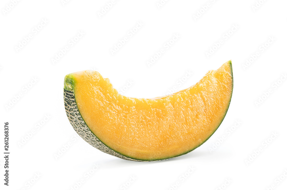 Close up, clipping path, cut out. Beautiful tasty rock cantaloup melon isolated on white background Close up, clipping path, cut out. Beautiful tasty rock cantaloup melon isolated on white background