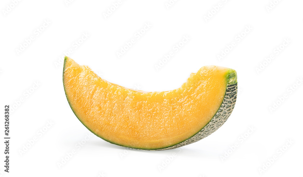 Close up, clipping path, cut out. Beautiful tasty rock cantaloup melon isolated on white background Close up, clipping path, cut out. Beautiful tasty rock cantaloup melon isolated on white background