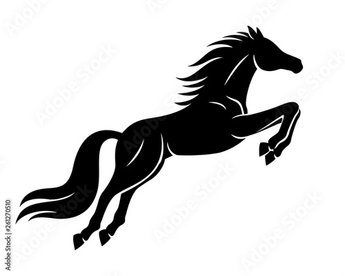 Black horse sign on a white background.