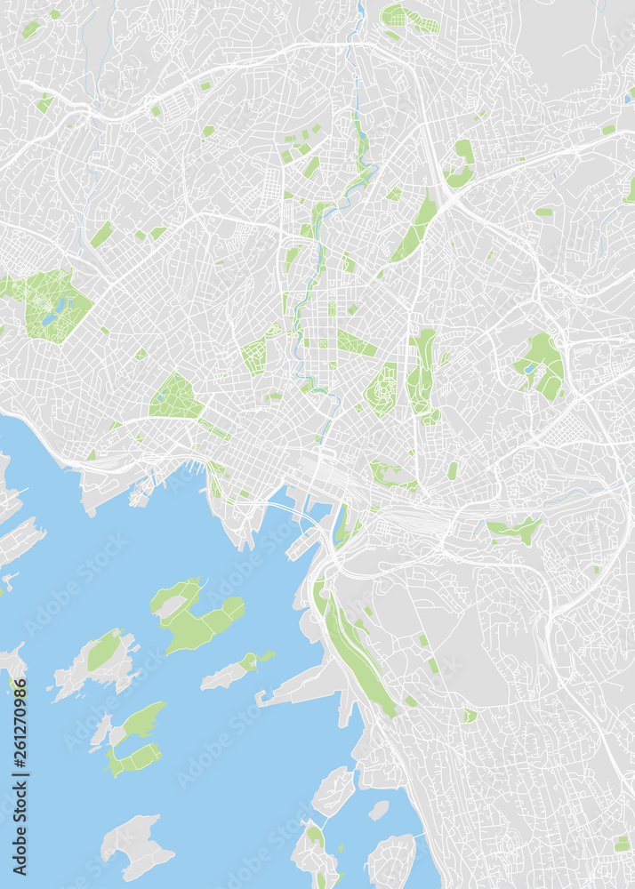Fototapeta premium City map Oslo, color detailed plan, vector illustration