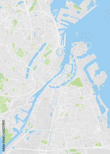 Canvas Print City map Copenhagen, color detailed plan, vector illustration