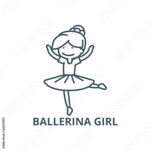 Ballerina girl,balet dancer line icon, vector. Ballerina girl,balet dancer outline sign, concept symbol, illustration