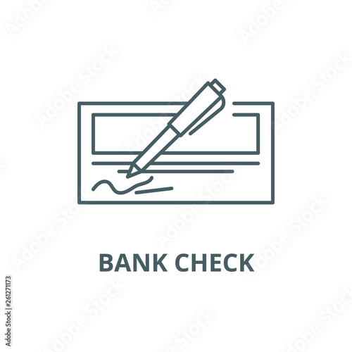 Bank check line icon, vector. Bank check outline sign, concept symbol, illustration