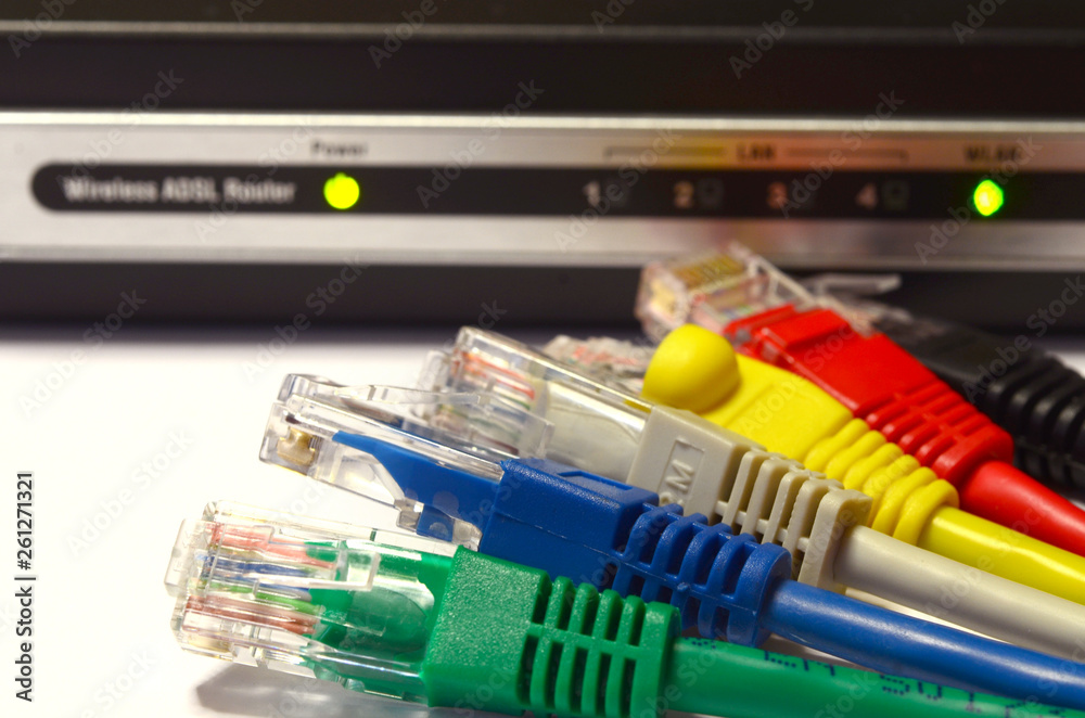 Modern WiFi Modem Router ADSL with LAN Cable rj45 Modern WiFi Modem Router ADSL with LAN Cable rj45