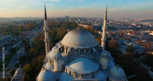 The Sehzade Mosque Istanbul, Turkey From Sky. photo