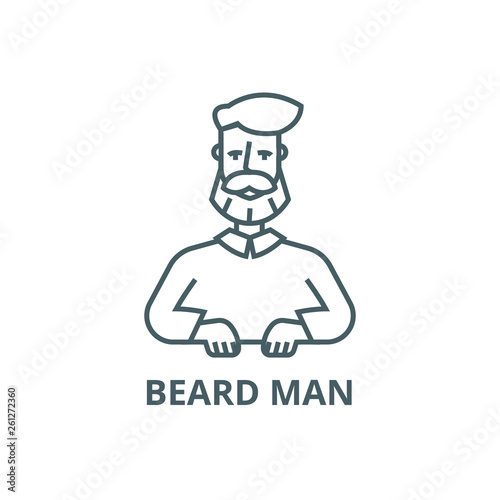 Beard man line icon, vector. Beard man outline sign, concept symbol, illustration