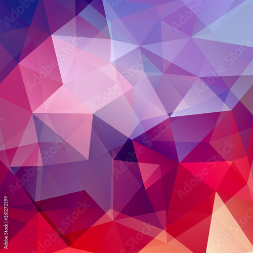Geometric pattern  polygon triangles vector background in pink  red tones. Illustration pattern