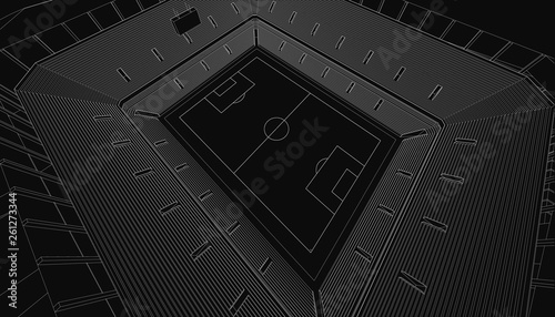 3D wireframe of stadium or sport arena. vector