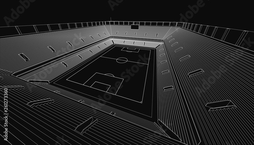 3D wireframe of stadium or sport arena. vector