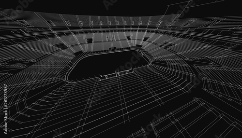 3D wireframe of stadium or sport arena. vector