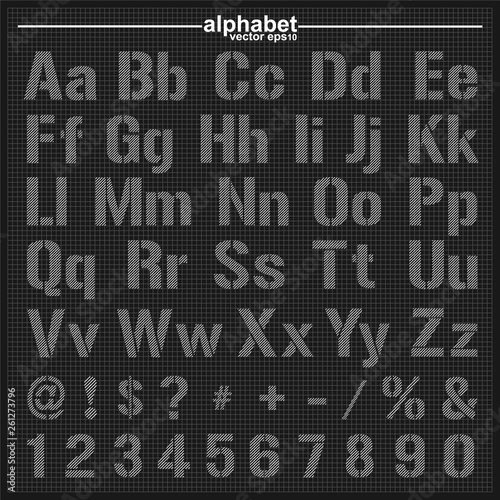 Blueprint style sketch font alphabet. vector eps10