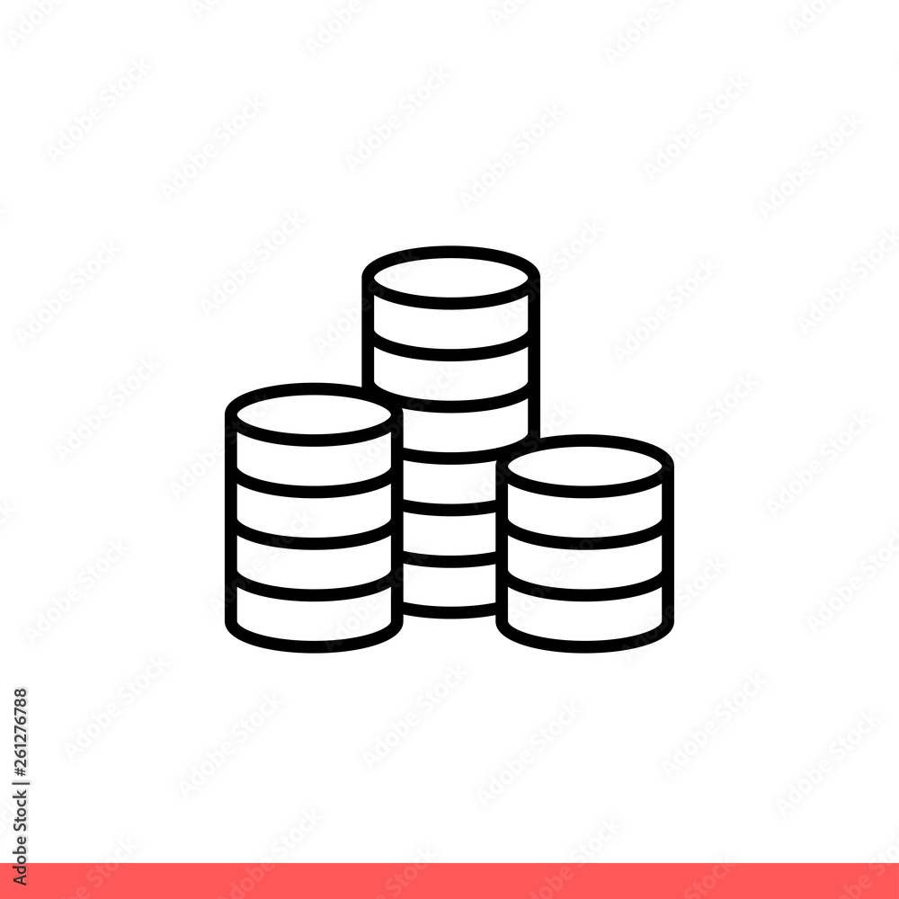 Coins icon vector isolated on white background, money symbol Coins icon vector isolated on white background, money symbol