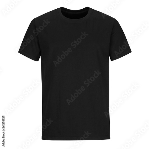 Front of black men cut t-shirt isolated on white background