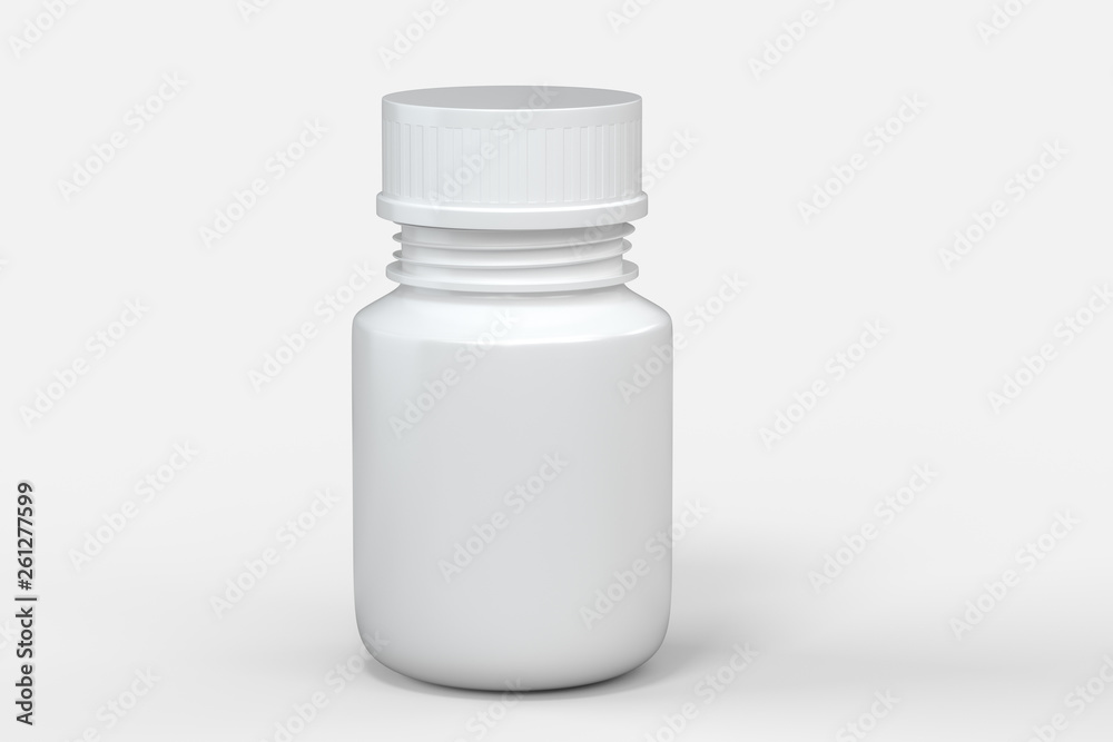 3d rendering, white medicine bottle, pill bottle 3d rendering, white medicine bottle, pill bottle