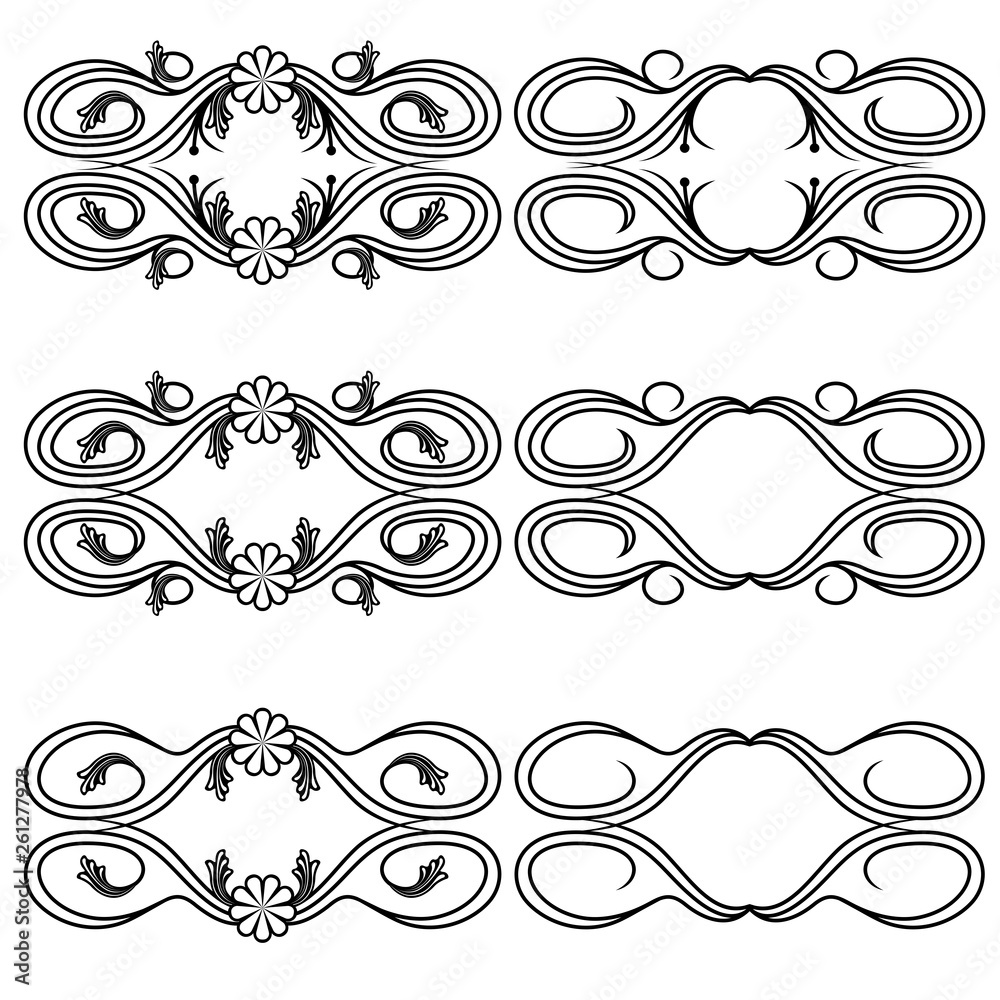 Fototapeta premium Set of floral border design elements