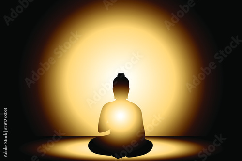 Silhouette Buddha and background Light glowing