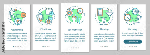 HR skills onboarding mobile app page screen vector template