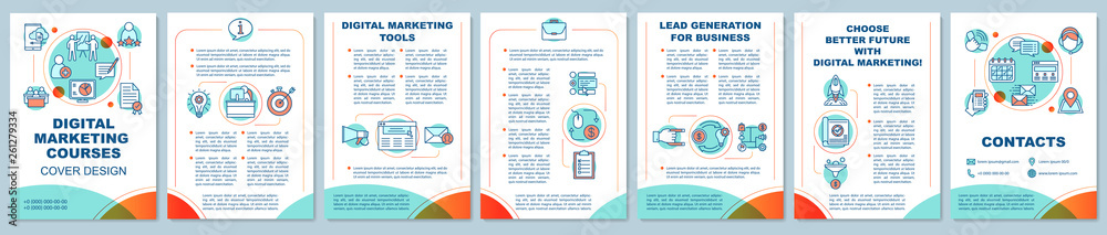 Digital marketing education brochure template layout - obrazy, fototapety, plakaty 