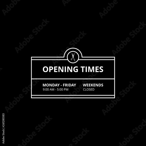 Vector Opening Times Rectangle Horizontal Design for Hairdresser