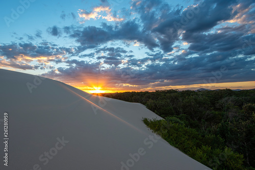 Sunset Over Dark Point Sand Dunes, Myall Lakes National Park, Hawks Nest, NSW, Australia