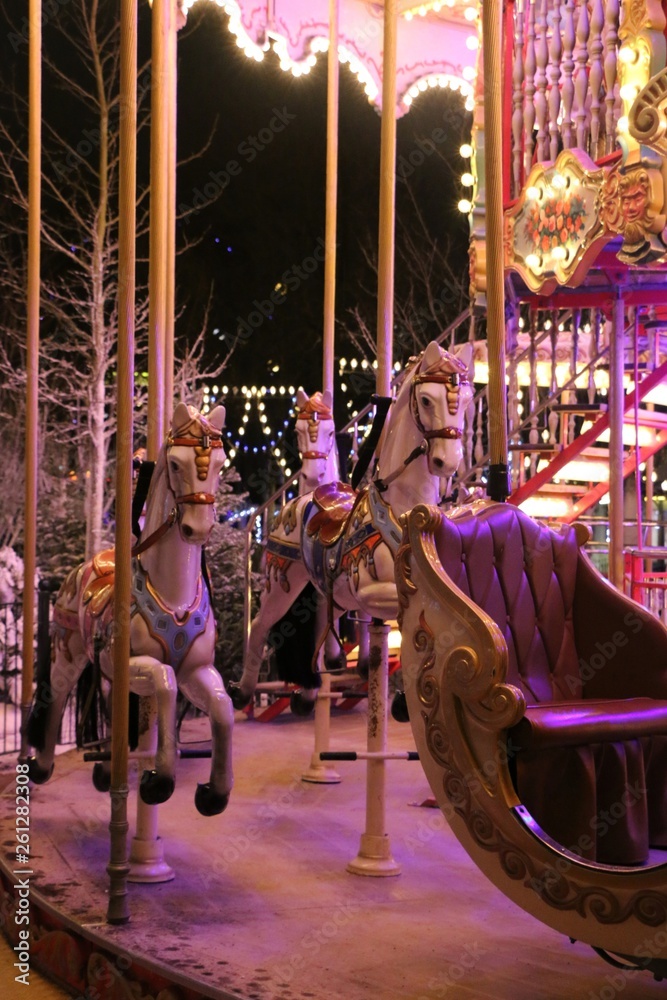 horse carousel by night.