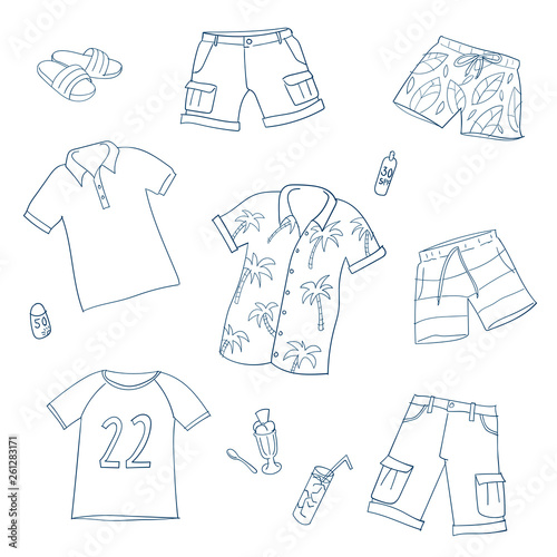 Summer clothing. Set of vector illustrations