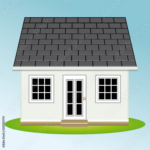 Beautiful little house with garden. Property. Real estate.	Vector illustration III.