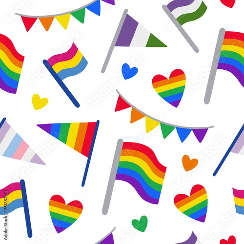 Seamless pattern with LGBTQ community pride flags