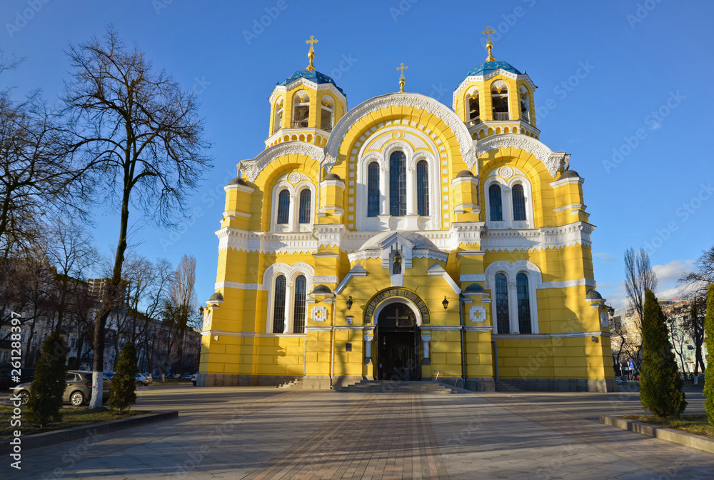 St Volodymyr's Cathedral in Kyiv, Ukraine constructed in 1882 and belonging nowadays to Ukrainian Orthodox Church of Kyiv Patriarchy. 