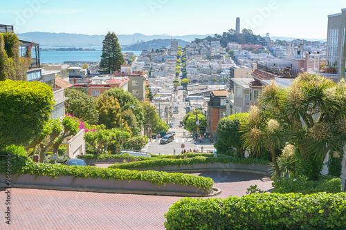 Beautiful Lombard street in Russian hill, San Francisco, California, Usa photo