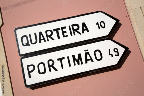 Quarteira and Portimao Road Signpost, Algarve photo