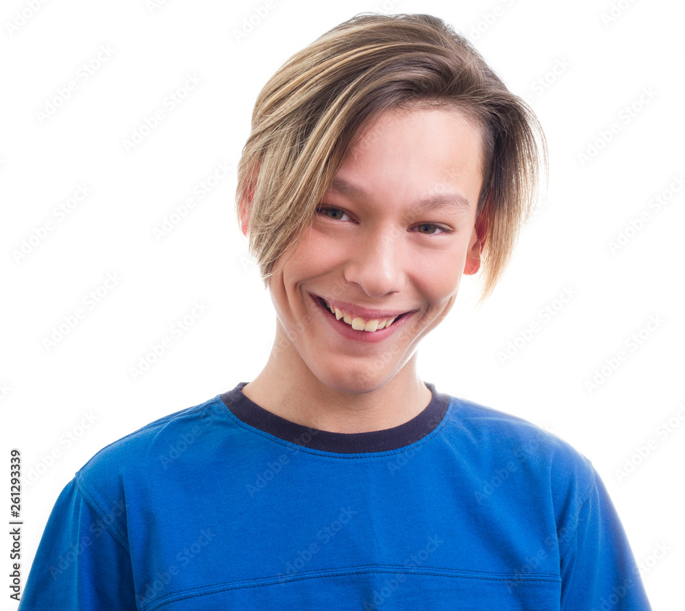 teenager making faces on white background close-up teenager making faces on white background close-up