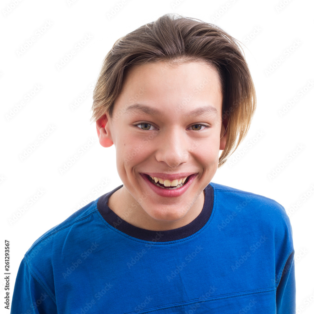 teenager making faces on white background close-up teenager making faces on white background close-up