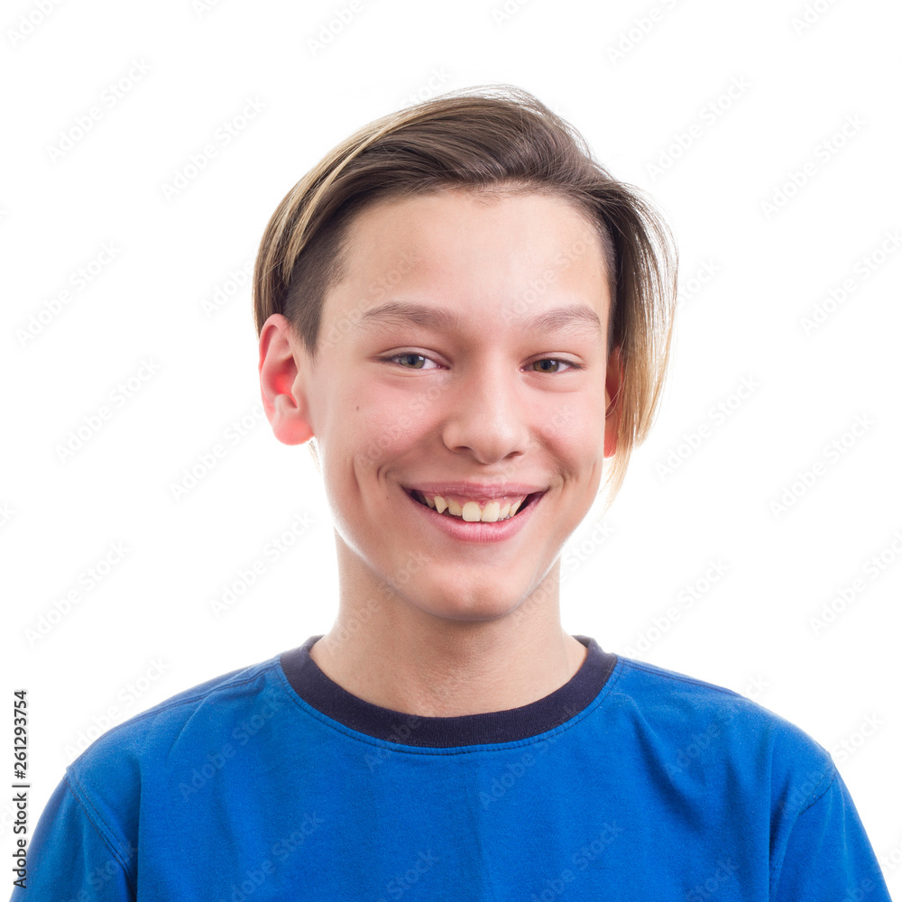 teenager making faces on white background close-up teenager making faces on white background close-up