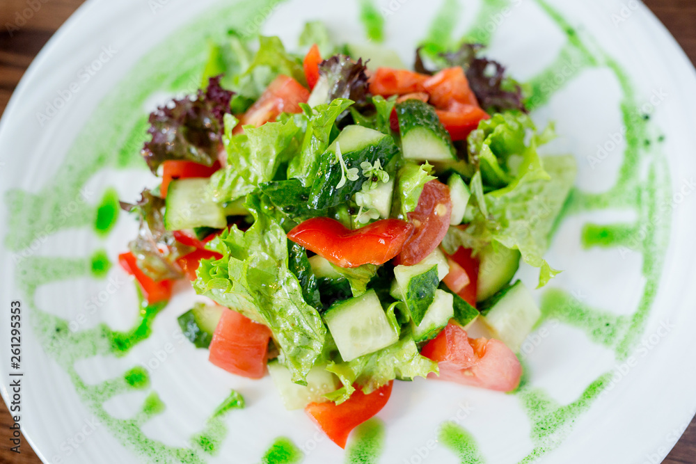 Appetizing salad, healthy food. Fresh fruit