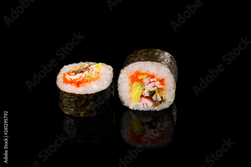 Fresh roll with tuna and cheese. Japanese food